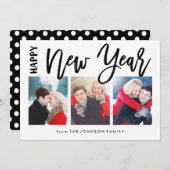 ブラシ付き新年ホリデーコラージュ3フォトカード シーズンカード (正面/裏面)