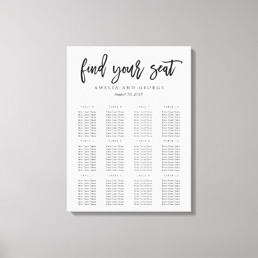 ブラシ付き書道座席表キャンバスプリント キャンバスプリント (正面)