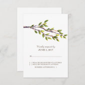 ブラシ付き枝結婚の応答カード 出欠カード (正面/裏面)