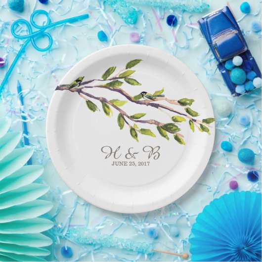 ブラシ付き枝結婚の紙プレート ペーパープレート (パーティー)