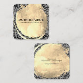 ブラシ付き水彩 | グリッタースペックと石板 スクエア名刺 (正面/裏面)