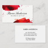 ブラシ付き水色（赤） 名刺 (正面/裏面)