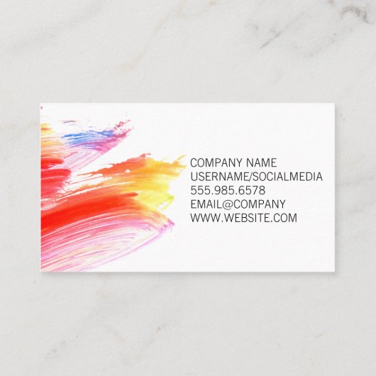ブラシ付き水芸術的色 名刺 (裏面)