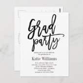ブラシ付き編集可能カラー卒業パーティー招待状 ポストカード (正面/裏面)