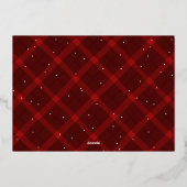 ブラシ付き赤い格子模様メリークリスマスノンフォト 箔シーズンカード (裏面)