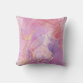 ブラシ付き金ゴールドでピンクと白の大理石の仕上げ クッション (正面)
