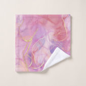 ブラシ付き金ゴールドでピンクと白の大理石の仕上げ バスタオルセット (ウォッシュタオル)