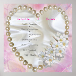 ブラシ付き金ゴールドでピンクと白の大理石の仕上げ ポスター