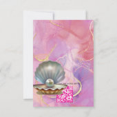 ブラシ付き金ゴールドでピンクと白の大理石の仕上げ 出欠カード (裏面)