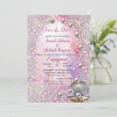 ブラシ付き金ゴールドでピンクと白の大理石の仕上げ 招待状 (スタンド正面)