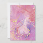 ブラシ付き金ゴールドでピンクと白の大理石の仕上げ 招待状 (裏面)