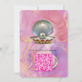 ブラシ付き金ゴールドでピンクと白の大理石の仕上げ 招待状 (裏面)