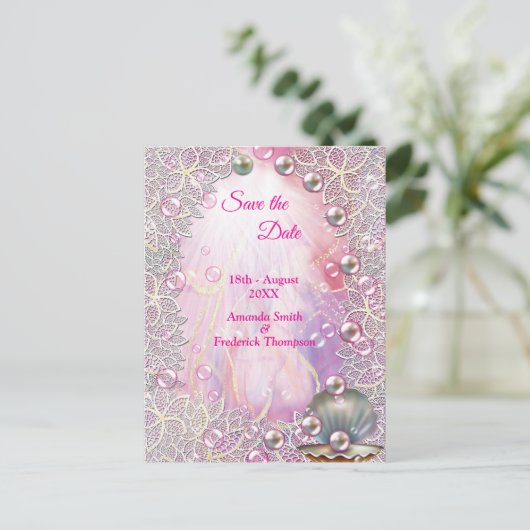 ブラシ付き金ゴールドでピンクと白の大理石の仕上げ 案内ポストカード (スタンド正面)