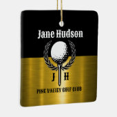 ブラシ付き金ゴールドカスタムゴルフモノグラムデザイン セラミックオーナメント (右)