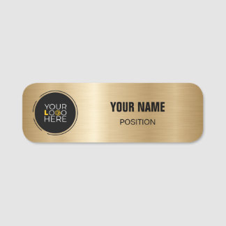 ブラシ付き金ゴールドカスタム、ロゴ、ビジネス名タグ 名札