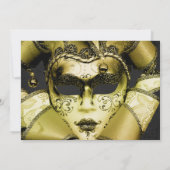 ブラシ付き金ゴールドマスカレード誕生日 招待状 (裏面)