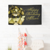 ブラシ付き金ゴールドマスカレード誕生日 横断幕 (インサイチュ)