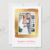 ブラシ付き金ゴールドモダンフレームシンプルフォトミニマル シーズンカード (正面)