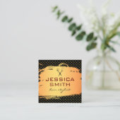 ブラシ付き金ゴールド水玉模様サロン スクエア名刺 (スタンド正面)