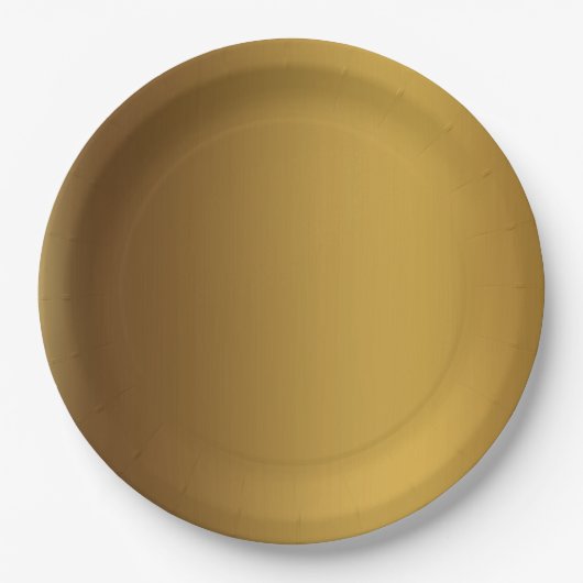 ブラシ付き金ゴールド無地の色 ペーパープレート (正面)