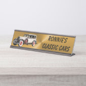 ブラシ付き金ゴールド デスクネームプレート (正面)