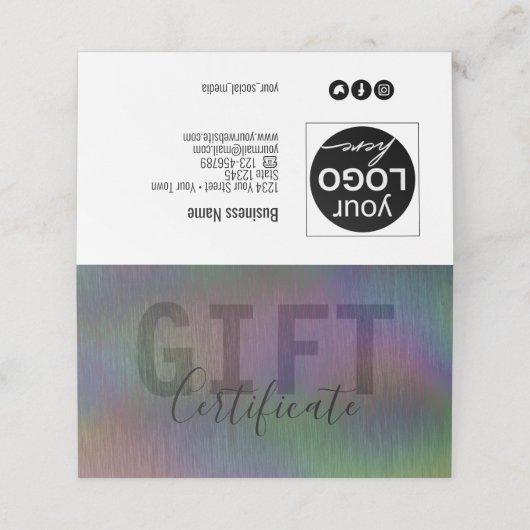 ブラシ付き金属虹彩色ホログラフィックギフトカード プレイスカード (外部開封)