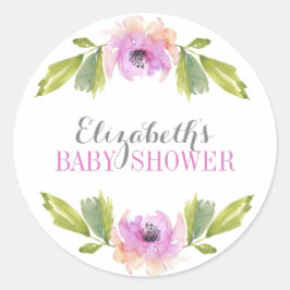 ブラシ付き開花 |水彩赤ちゃんシャワーステッカー ラウンドシール