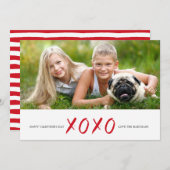 ブラシ付きXOXOフォトバレンタインデーのカード シーズンカード (正面/裏面)