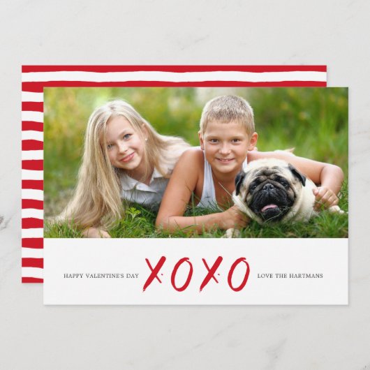 ブラシ付きXOXOフォトバレンタインデーのカード シーズンカード (正面/裏面)