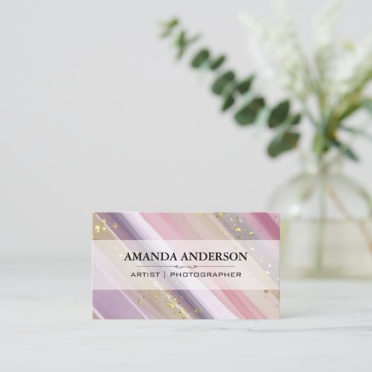 ブラシ付エレガントき芸術的 |金ゴールド斑点 名刺 (スタンド正面)