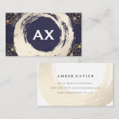 ブラシ付エレガントき | 金ゴールドリーフパターン 名刺 (正面/裏面)