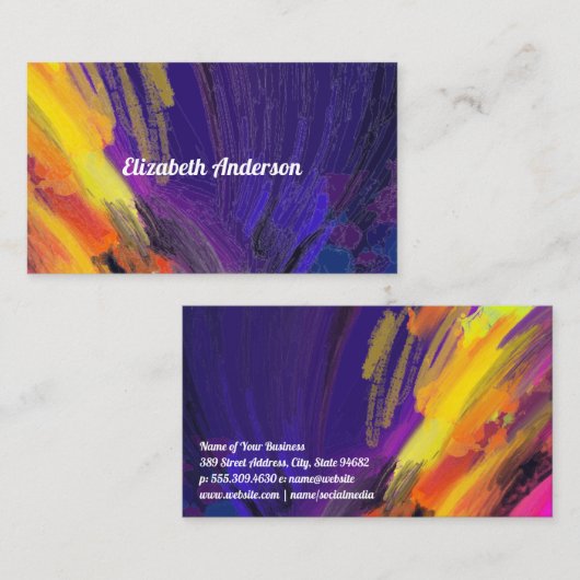 ブラシ付カラフルき芸術的 | 表現豊かな 名刺 (正面/裏面)