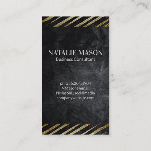 ブラシ付ストライプのき |黒いテクスチャ名刺 名刺 (裏面)