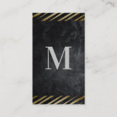 ブラシ付ストライプのき |黒いテクスチャ名刺 名刺 (正面)