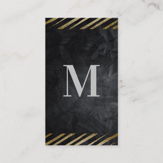 ブラシ付ストライプのき |黒いテクスチャ名刺 名刺 (正面)