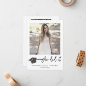 ブラシ付モダンき大学院キャップ写真卒業 ノートカード (正面/裏面インサイチュ)