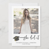 ブラシ付モダンき大学院キャップ写真卒業 案内状 (正面)