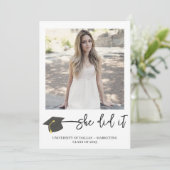 ブラシ付モダンき大学院キャップ写真卒業 案内状 (スタンド正面)