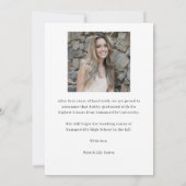 ブラシ付モダンき大学院キャップ写真卒業 案内状 (裏面)