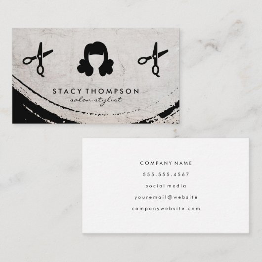 ブラシ付モダンき |シアーズ |ヘアスタイリスト 名刺 (正面/裏面)