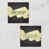 ブラシ付芸術的き |黒いメタリック背景 スクエア名刺 (正面/裏面)