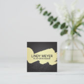 ブラシ付芸術的き |黒いメタリック背景 スクエア名刺 (スタンド正面)