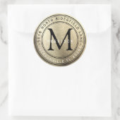 ブラシ住所 シールメタリック金ゴールドモノグラム ラウンドシール (バッグ)