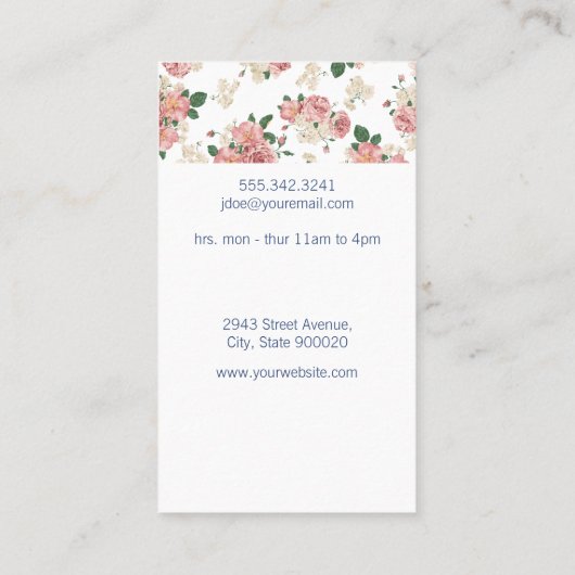 ブラシ及びシェービングクリーム花模様 名刺 (裏面)