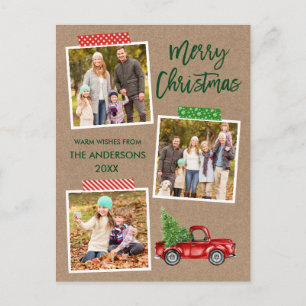 ブラシ台本クラフトテープトラッククリスマスクラフト ポストカード