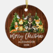 ブラシ台本クリスマスウッドランド素朴動物 セラミックオーナメント (正面)