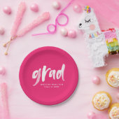 ブラシ台本ホットピンク卒業 ペーパープレート (パーティー)