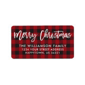 ブラシ台本メリークリスマス赤いプレイドアドレス ラベル (正面)