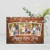 ブラシ台本ライトウッド3写真新年おめでとう シーズンカード (スタンド正面)
