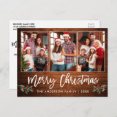 ブラシ台本木の緑3フォトクリスマス ポストカード (正面/裏面)